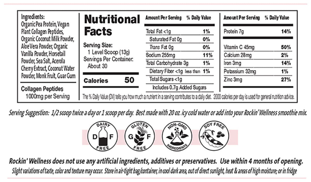 Rockin Wellness Vegan Collagen Revitalizer Peptides Supplements
