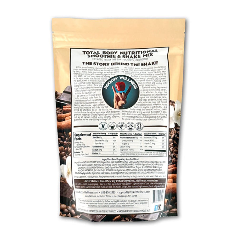 Rockin Wellness Mocha Swirl Shake mix bag back
