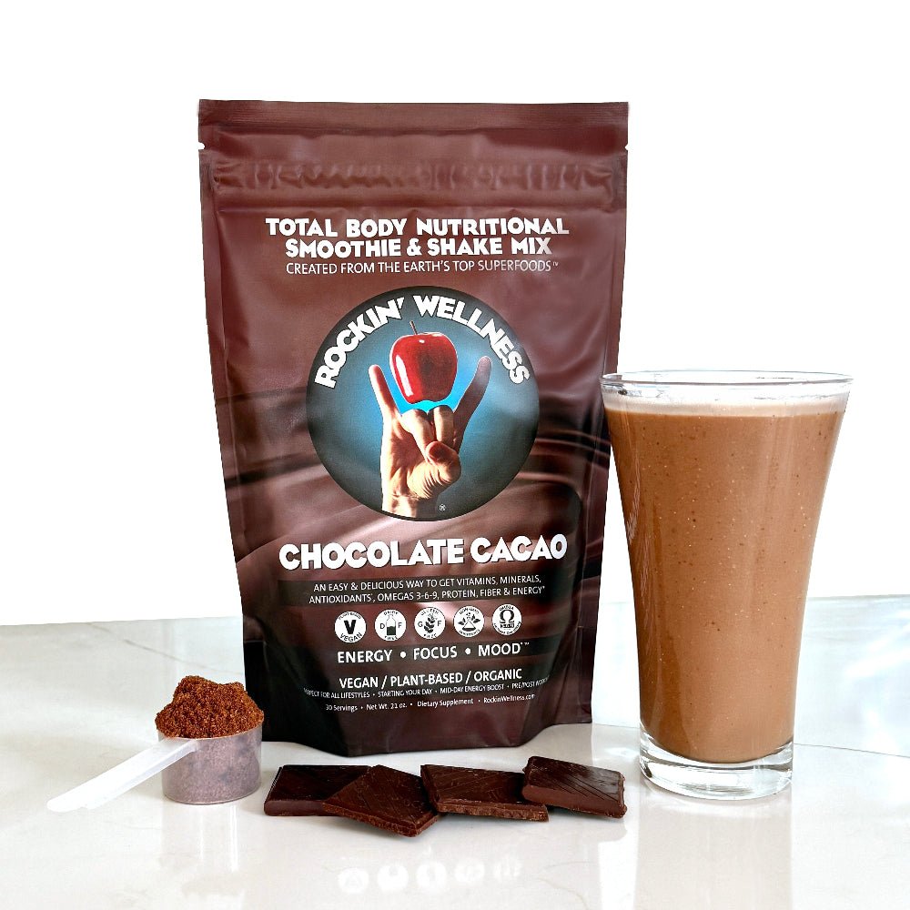 Rockin Wellness Vegan Chocolate Cacao Superfood Nutritional Shake Mix - Vegan Superfood by Rockin Wellness