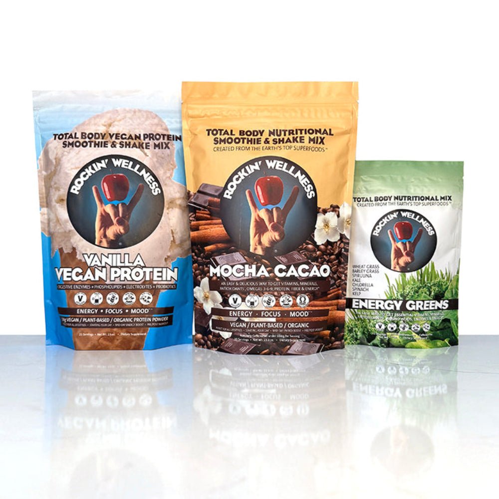 Rockin Wellness Get Fit Bundle Mocha Nutrition, Greens, Vanilla