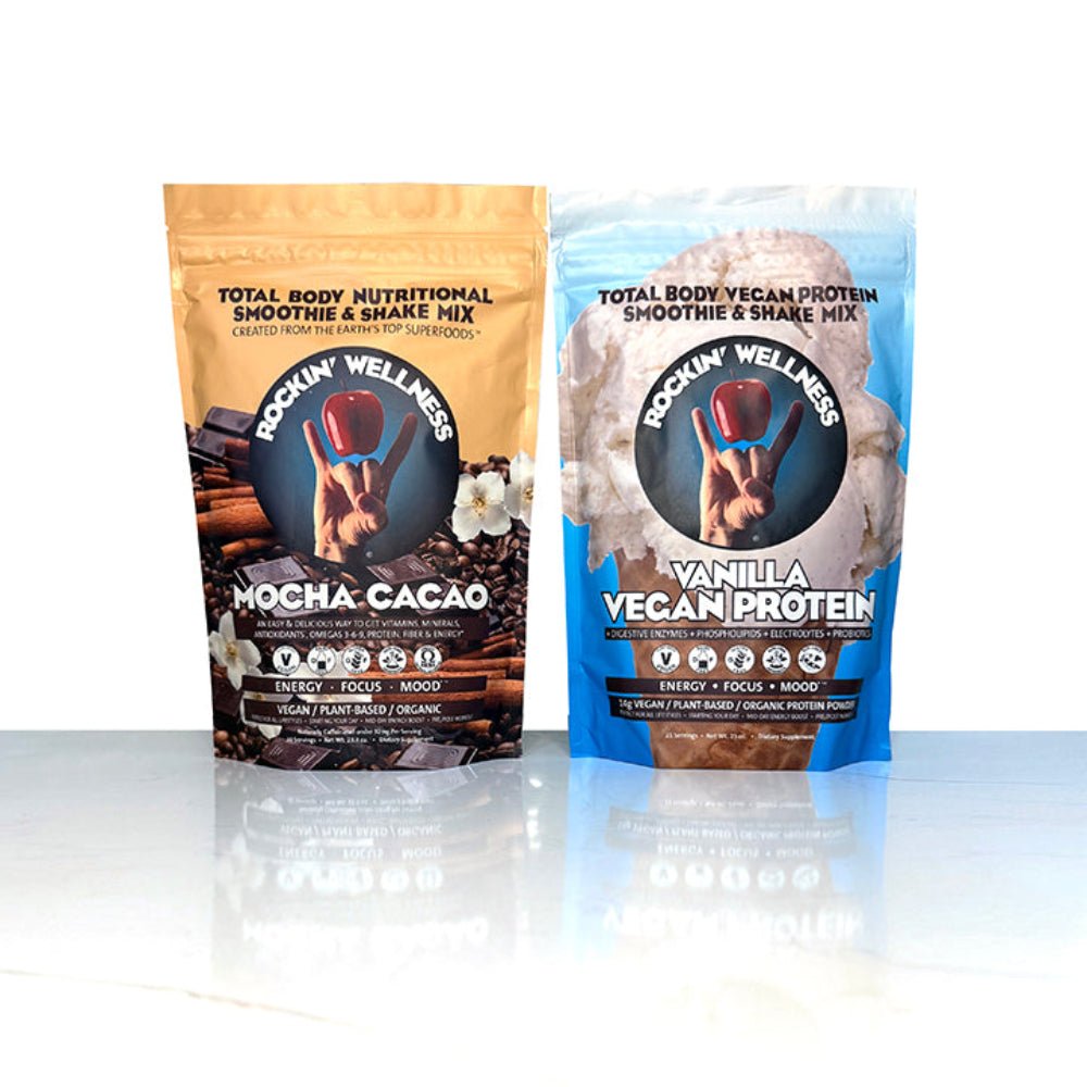 Rockin Wellness Rock Star Café Bundle - Mocha Nutrition and Vanilla Vegan Protein - Vegan Superfood by Rockin Wellness
