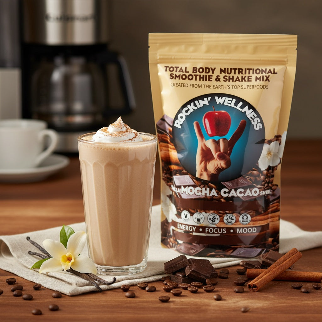 Mocha Cacao Nutritional Shake Mix | Rockin Wellness Coffee Blend
