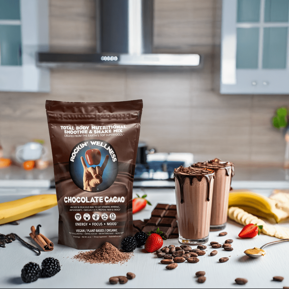 Rockin Wellness Vegan Chocolate Cacao Superfood Nutritional Shake Mix - Vegan Superfood by Rockin Wellness